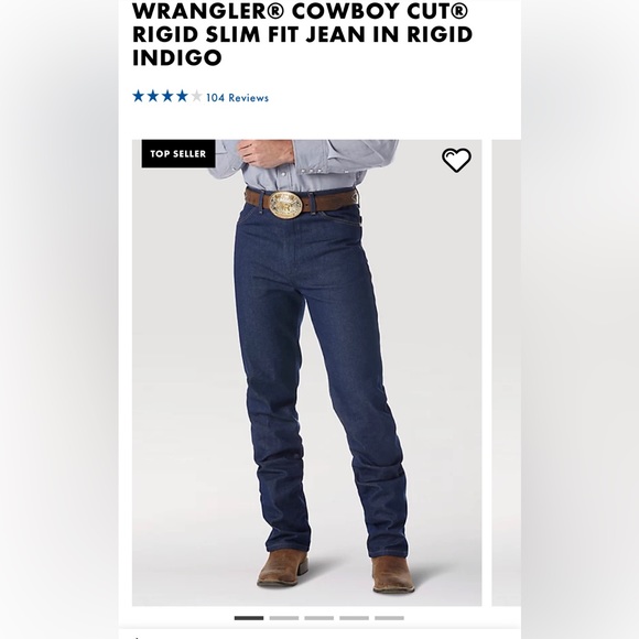 Slim Fit Wrangler Cowboy Cut Jean in Rigid Indigo 936DEN 36x36 Like New. - Picture 9 of 9